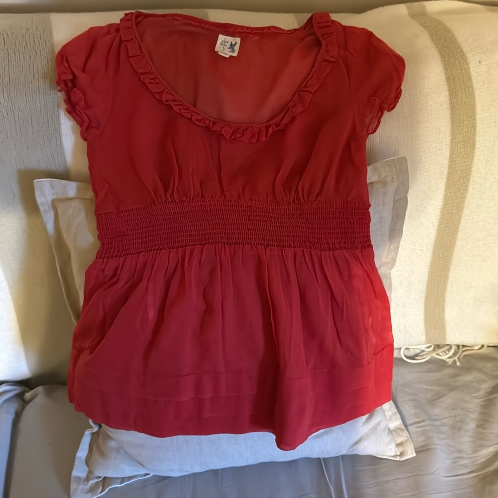 Anthropologie Esme & Esyllte red cotton sheer adorable summer top